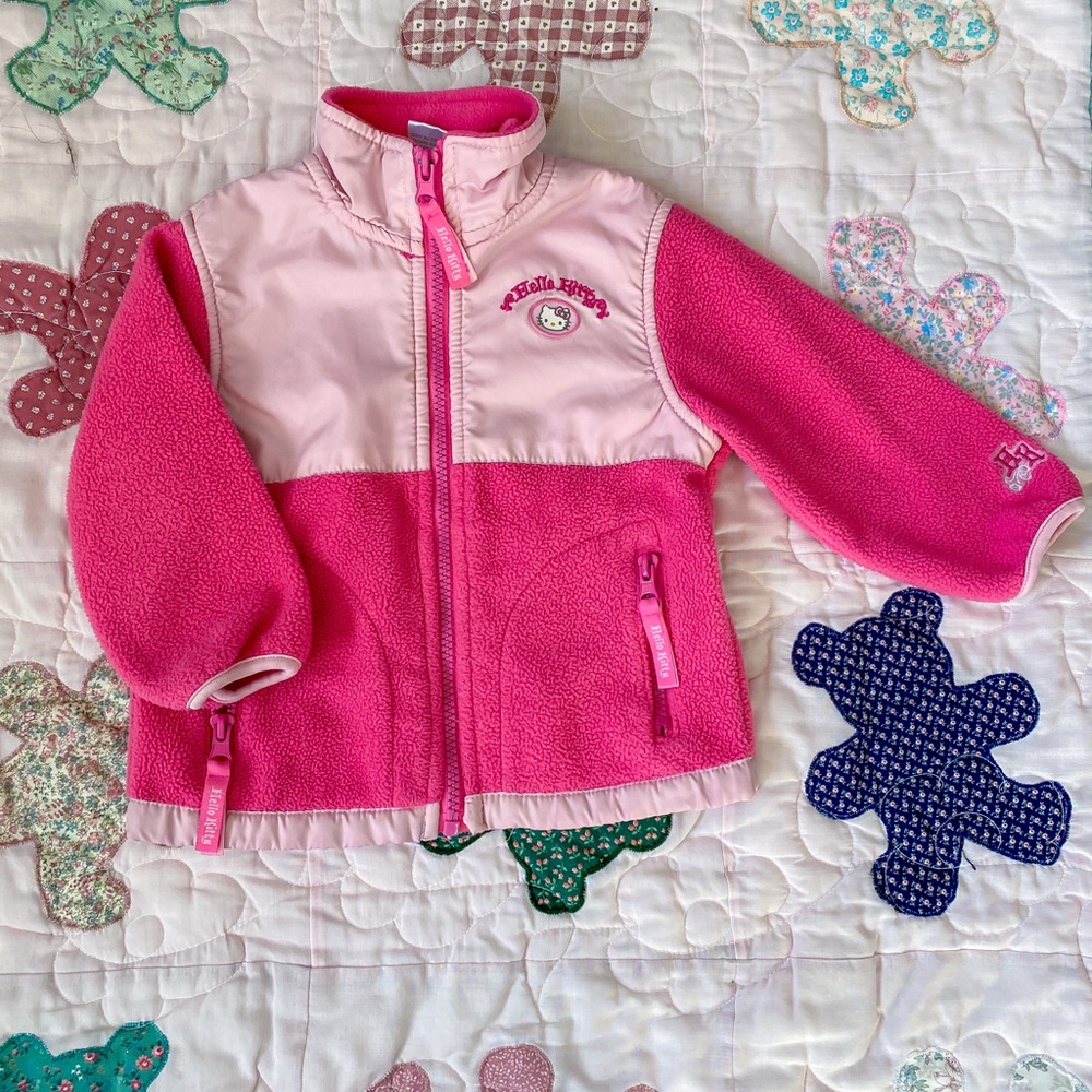 Y2K Hello Kitty Pink Fleece Zip-Up Jacket